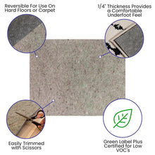 Load image into Gallery viewer, Slide-Stop Cushion Rug Pad, 1/4" Thick, for 8'x10' Area Rug, Gray