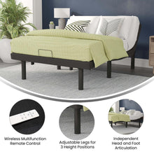 Load image into Gallery viewer, Adjustable Upholstered Bed Base & Independent Head/Foot Incline -Full - Black
