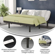 Load image into Gallery viewer, Adjustable Upholstered Bed Base & Independent Head/Foot Incline-King - Black