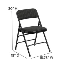 Load image into Gallery viewer, HERCULES Series Curved Triple Braced & Double Hinged Black Patterned Fabric Metal Folding Chair