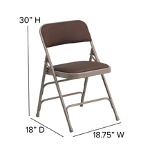 Load image into Gallery viewer, HERCULES Series Curved Triple Braced & Double Hinged Brown Patterned Fabric Metal Folding Chair