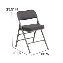 Load image into Gallery viewer, HERCULES Series Premium Curved Triple Braced & Double Hinged - Gray Fabric Metal Folding Chair