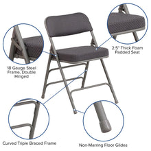 Load image into Gallery viewer, HERCULES Series Premium Curved Triple Braced & Double Hinged - Gray Fabric Metal Folding Chair