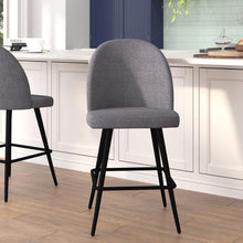 Load image into Gallery viewer, Set of 2 High Back Armless 26" Counter Stools Gray Faux Linen-Set of 2
