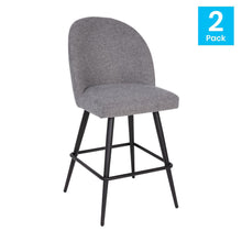 Load image into Gallery viewer, Set of 2 High Back Armless 26" Counter Stools Gray Faux Linen-Set of 2
