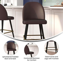 Load image into Gallery viewer, 30" High Back Armless Barstools, Brown LeatherSoft-Set of 2