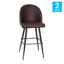 Load image into Gallery viewer, 30" High Back Armless Barstools, Brown LeatherSoft-Set of 2