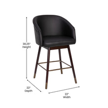 Load image into Gallery viewer, 26" Mid-Back Counter Stool withBlack LeatherSoft/Bronze Accents