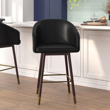 Load image into Gallery viewer, 26" Mid-Back Counter Stool withBlack LeatherSoft/Bronze Accents