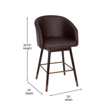 Load image into Gallery viewer, 26" Mid-Back Counter Stool withBrown LeatherSoft/Bronze Accents