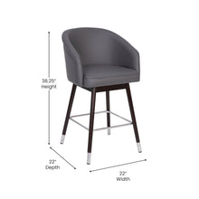 Load image into Gallery viewer, 26" Mid-Back Counter Stool withGray LeatherSoft/Silver Accents