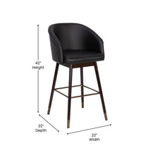 Load image into Gallery viewer, 30" Mid-Back Barstoo, Black with Muted Bronze Accents