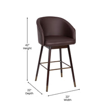 Load image into Gallery viewer, 30" Mid-Back Barstoo, Brown with Muted Bronze Accents