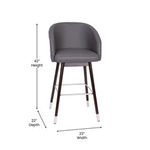 Load image into Gallery viewer, 30" Mid-Back Barstoo, Gray LeatherSoft/Silver Accents