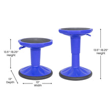 Load image into Gallery viewer, Adjustable Height Kids Active Stool with Bottom in Blue, 14" - 18" Seat Height