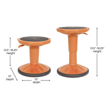 Load image into Gallery viewer, Adjustable Height Kids Active Stool with Bottom in Orange, 14" - 18" Seat Height