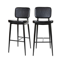 Load image into Gallery viewer, Mid-Back Barstools - Black Upholstery - Black Iron Frame - Set of 2