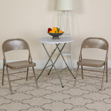 Load image into Gallery viewer, HERCULES Series Double Braced Beige Metal Folding Chair