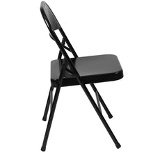 Load image into Gallery viewer, HERCULES Series Double Braced Black Metal Folding Chair