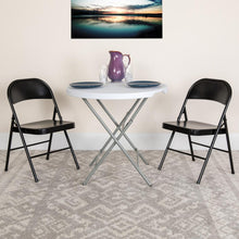 Load image into Gallery viewer, HERCULES Series Double Braced Black Metal Folding Chair
