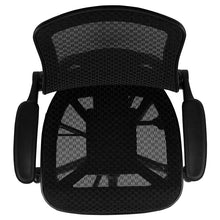 Load image into Gallery viewer, Mid-Back Transparent Black Mesh Drafting Chair with Black Frame and Flip-Up Arms