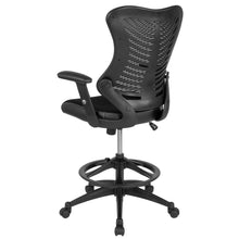Load image into Gallery viewer, High Back Designer Black Mesh Drafting Chair with Sides and Adjustable Arms