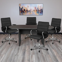 Load image into Gallery viewer, 5 Piece Gray Conference Table Set with 4 Black and Chrome Executive Chairs