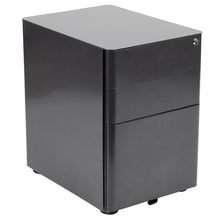 Load image into Gallery viewer, Black Computer Desk, Mesh Office Chair and Locking Mobile Filing Cabinet