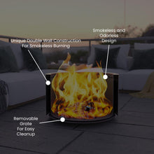 Load image into Gallery viewer, 27 inch Smokeless Outdoor Firepit, Natural Wood, Black