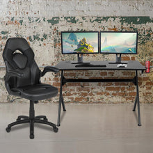Load image into Gallery viewer, Black Gaming Desk and Black Racing Chair Set