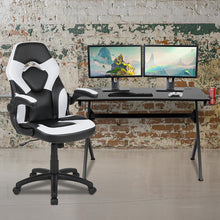 Load image into Gallery viewer, Black Gaming Desk and White/Black Racing Chair Set