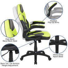 Load image into Gallery viewer, Red Gaming Desk and Green/Black Racing Chair Set