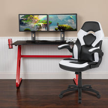 Load image into Gallery viewer, Red Gaming Desk and White/Black Racing Chair Set