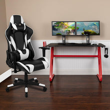 Load image into Gallery viewer, Red Gaming Desk and Black Reclining Gaming Chair Set