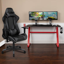 Load image into Gallery viewer, Red Gaming Desk and Gray Reclining Gaming Chair Set