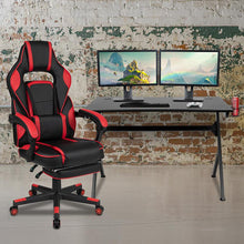 Load image into Gallery viewer, Black Gaming Desk/Headphone Hook/2 Wire Management Holes, Red Gaming Chair