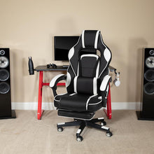 Load image into Gallery viewer, Red Gaming Desk/Headphone Hook & White Reclining Back/Arms Gaming Chair
