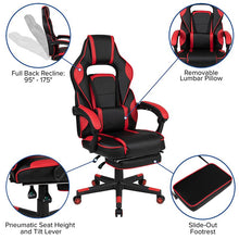 Load image into Gallery viewer, Black Gaming Desk/Headphone Hook/Monitor Stand & Red Back/Arms Gaming Chair