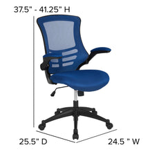 Load image into Gallery viewer, Mid-Back Blue Mesh Swivel Ergonomic Task Office Chair with Flip-Up Arms