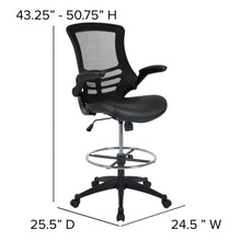 Load image into Gallery viewer, Mid-Back Black Mesh Ergonomic Drafting Chair with LeatherSoft Seat