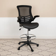 Load image into Gallery viewer, Mid-Back Black Mesh Ergonomic Drafting Chair with LeatherSoft Seat