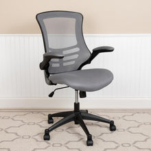 Load image into Gallery viewer, Mid-Back Dark Gray Mesh Swivel Ergonomic Task Office Chair with Flip-Up Arms