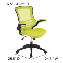 Load image into Gallery viewer, Mid-Back Green Mesh Swivel Ergonomic Task Office Chair with Flip-Up Arms