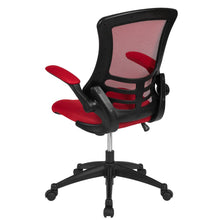 Load image into Gallery viewer, Mid-Back Red Mesh Swivel Ergonomic Task Office Chair with Flip-Up Arms