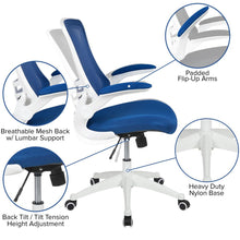 Load image into Gallery viewer, Mid-Back Blue Mesh Swivel Ergonomic Task Office Chair