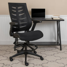 Load image into Gallery viewer, High Back Black Mesh Spine-Back Drafting Chair