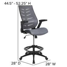 Load image into Gallery viewer, High Back Dark Gray Mesh Spine-Back Drafting Chair
