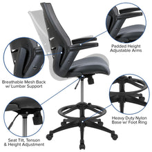 Load image into Gallery viewer, High Back Dark Gray Mesh Spine-Back Drafting Chair