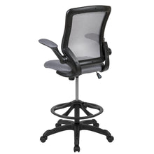 Load image into Gallery viewer, Mid-Back Dark Gray Mesh Drafting Chair with Adjustable Foot Ring