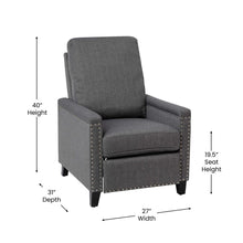 Load image into Gallery viewer, Push Back Recliner Chair - Pillow Back Recliner - Gray Fabric Upholstery